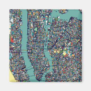 Manhattan New York Map Magnet