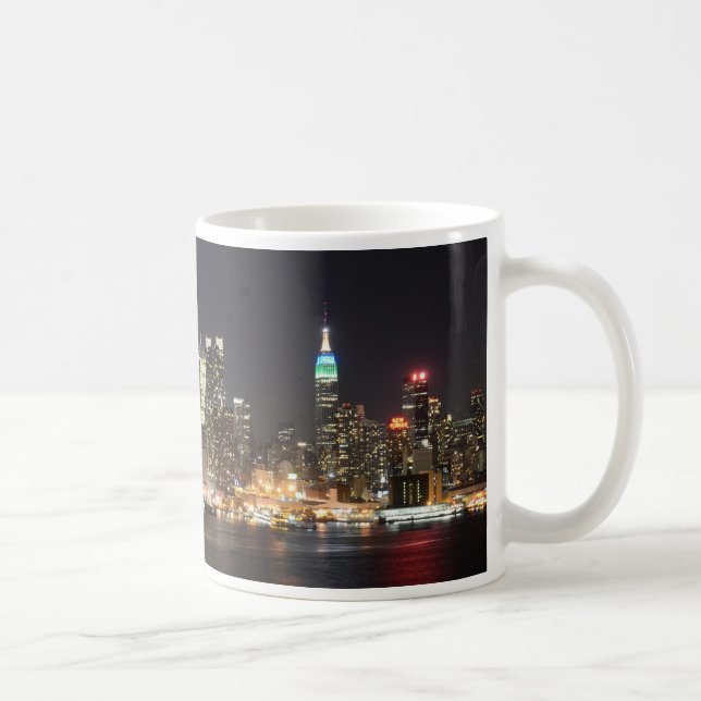 Manhattan New York skyline night Coffee Mug (Right)