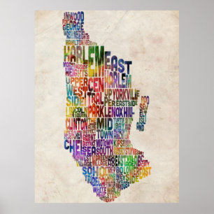 Manhattan New York Typographic Map Poster