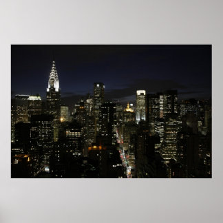 Manhattan night panorama poster