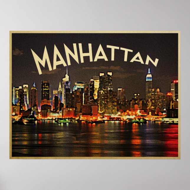 Manhattan Night Skyline Poster (Front)