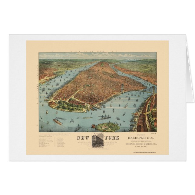 Manhattan, NY Panoramic Map - 1879 (Front Horizontal)