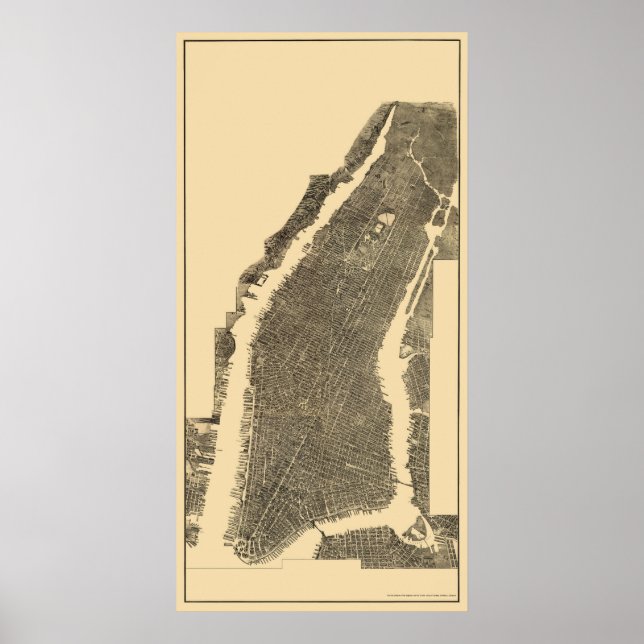 Manhattan, NY Panoramic Map - 1900 Poster (Front)
