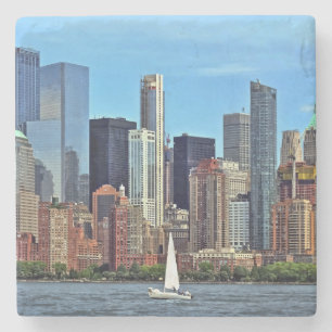 Manhattan NY – Sailboat By Manhattan Skyline Stone Coaster
