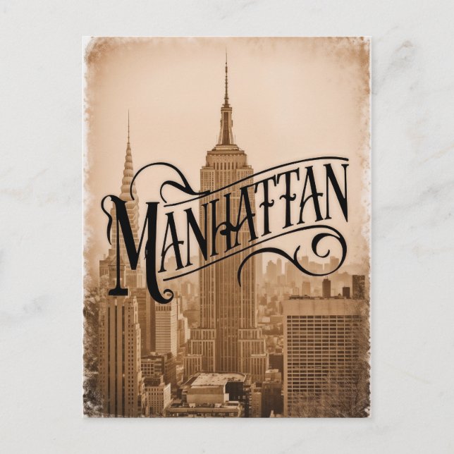 Manhattan NYC vintage  Postcard (Front)