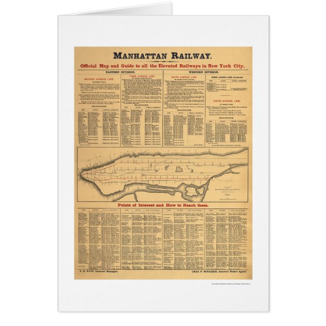 Manhattan Railway Railroad Map 1881 (Front)
