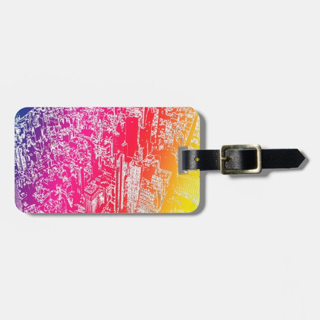 Manhattan rainbow luggage tag (Front Horizontal)