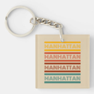 Manhattan Retro Style Custom Text Key Ring
