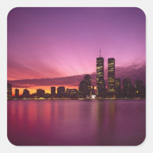 Manhattan Skyline and Hudson River, New York, Square Sticker