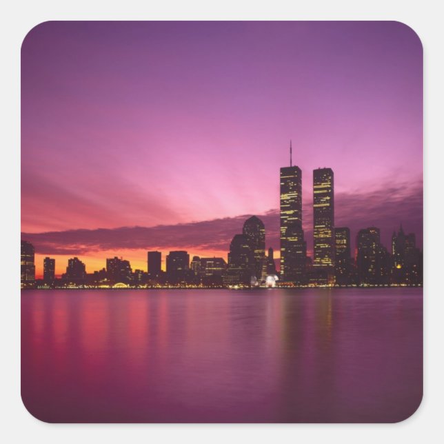 Manhattan Skyline and Hudson River, New York, Square Sticker (Front)