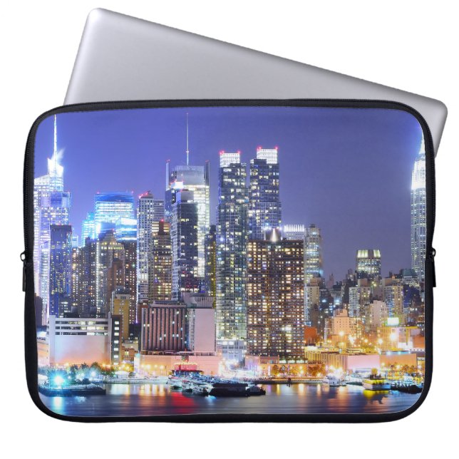 Manhattan Skyline at Night Laptop Sleeve (Front)