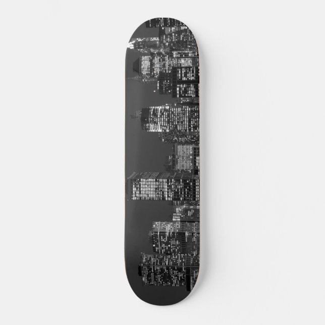 Manhattan Skyline at Night Skateboard (Front)