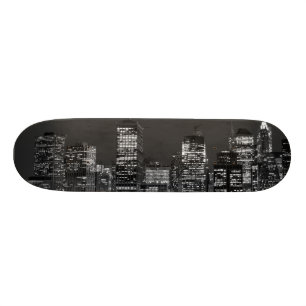 Manhattan Skyline at Night Skateboard