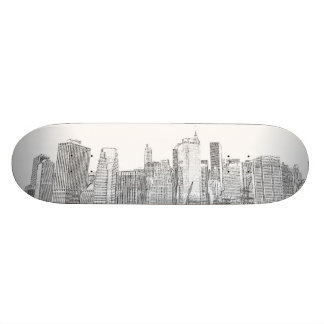 Manhattan Skyline at Night Skateboard