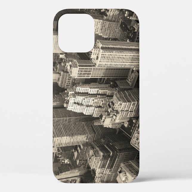 Manhattan skyline, black and white aerial. Case-Mate iPhone case (Back)