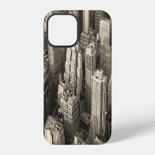 Manhattan skyline, black and white aerial. iPhone 12 case