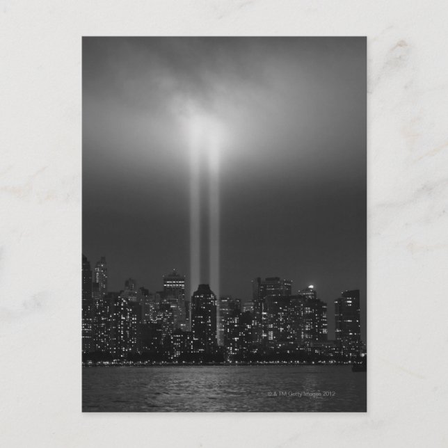 Manhattan skyline with 9/11, New York City Postcard (Front)