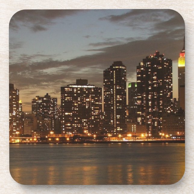 Manhattan Skyscrapers at Night Coaster (Front)