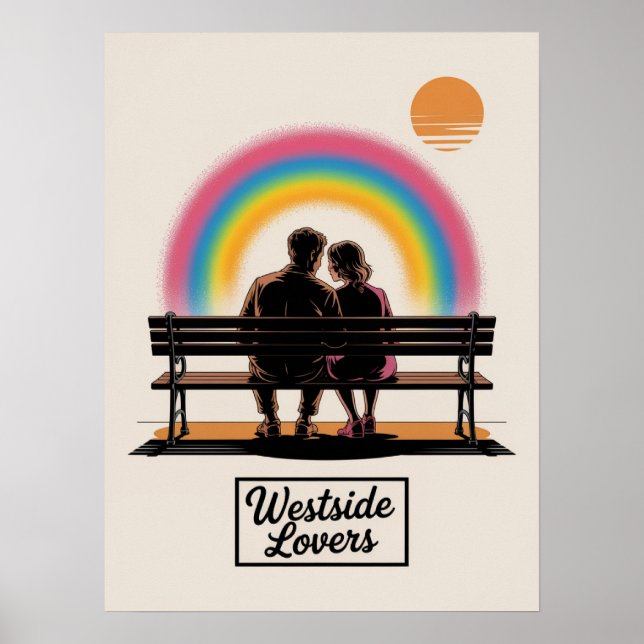 Manhattan West Side Lovers Riverside Park Sunset Poster (Front)