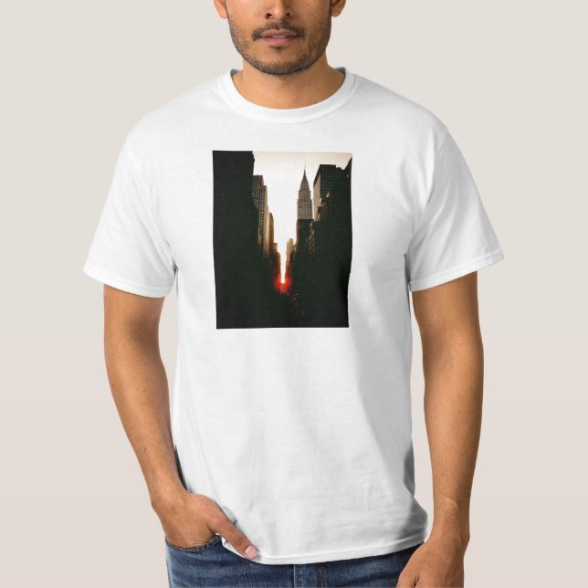 Manhattanhenge Sunset and the Chrysler Building T-Shirt (Front)