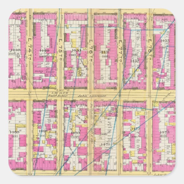Manhatten, New York 14 Square Sticker (Front)