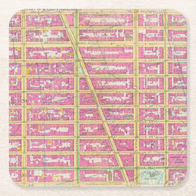 Manhatten, New York 7 Square Paper Coaster (Front)