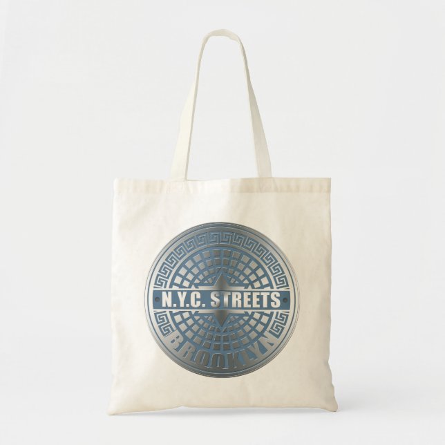 Manhole Cover Brooklyn Blue Tote Bag (Front)