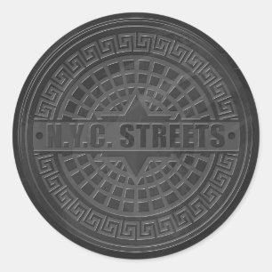 Manhole Covers Black Marble Classic Round Sticker
