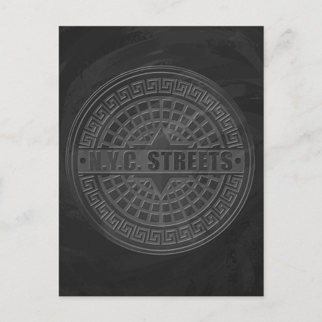 Manhole Covers Black Marble Postcard (Front)