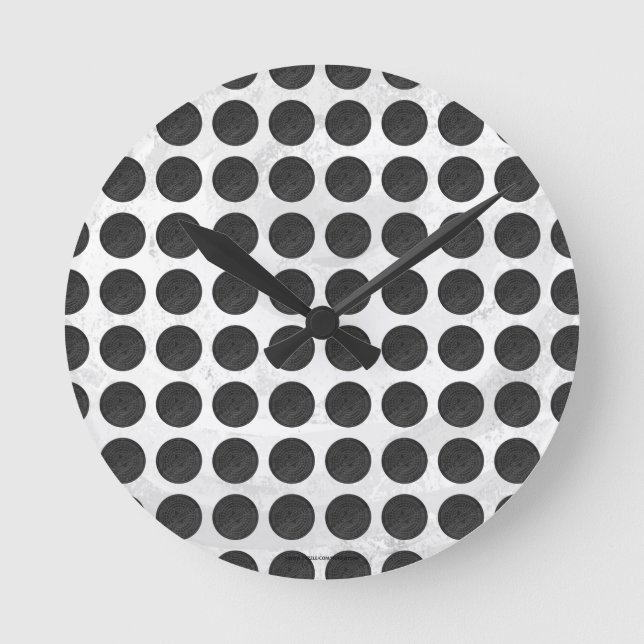 Manhole Covers Black Marble Round Clock (Front)