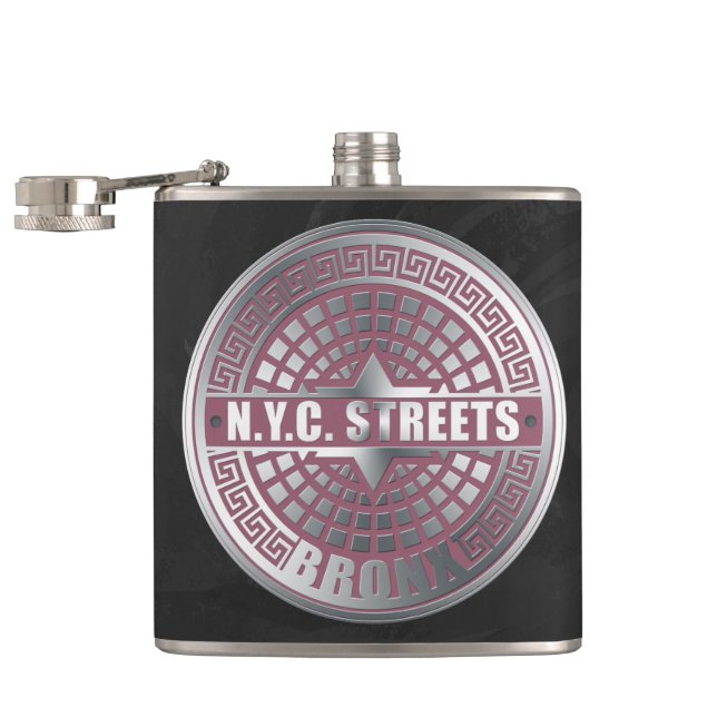 Manhole Covers Bronx Hip Flask (Opened)