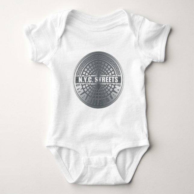 Manhole Covers Manhattan Baby Bodysuit (Front)