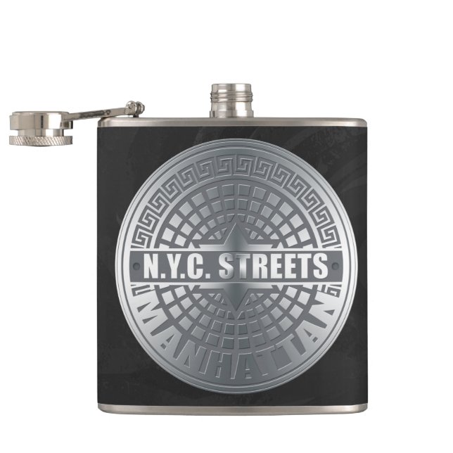 Manhole Covers Manhattan Hip Flask (Opened)