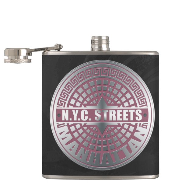Manhole Covers Manhattan Hip Flask (Opened)