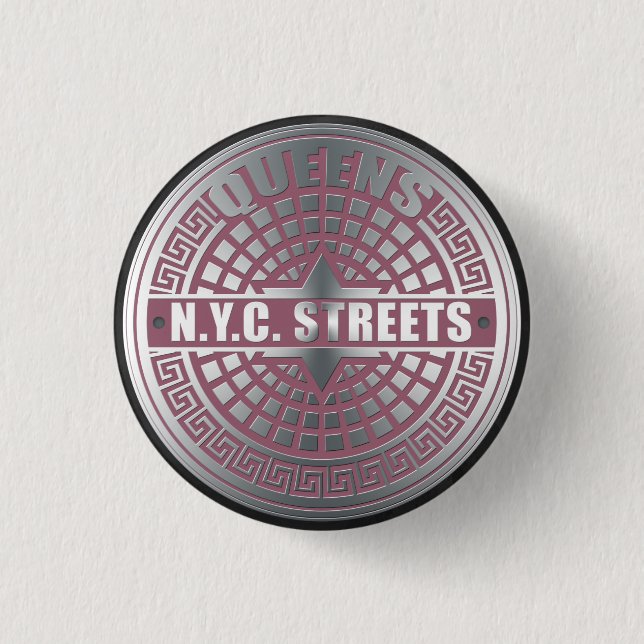 Manhole Covers Queens 3 Cm Round Badge (Front)