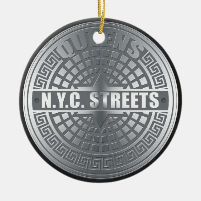 Manhole Covers Queens Ceramic Ornament (Front)