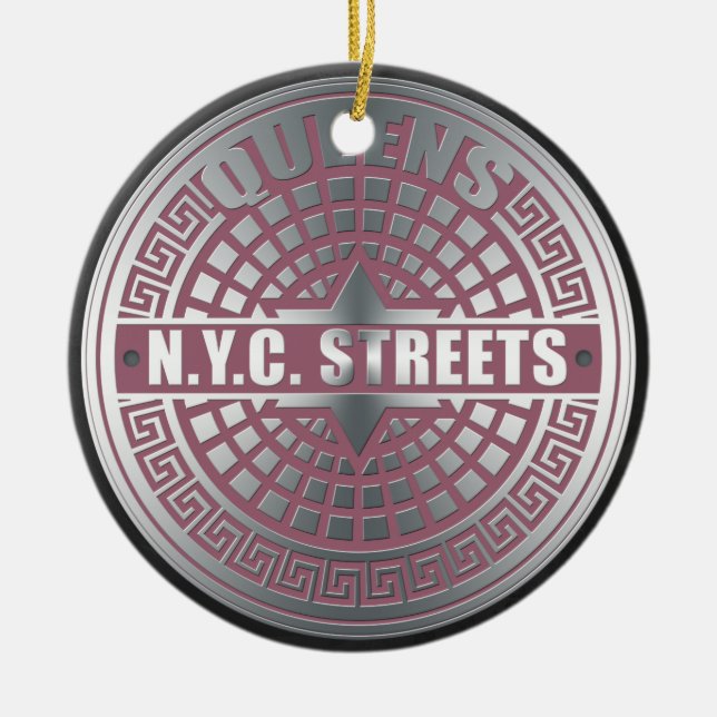 Manhole Covers Queens Ceramic Tree Decoration (Front)