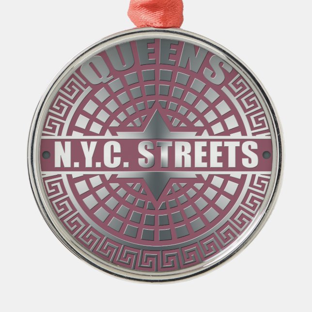 Manhole Covers Queens Metal Ornament (Front)