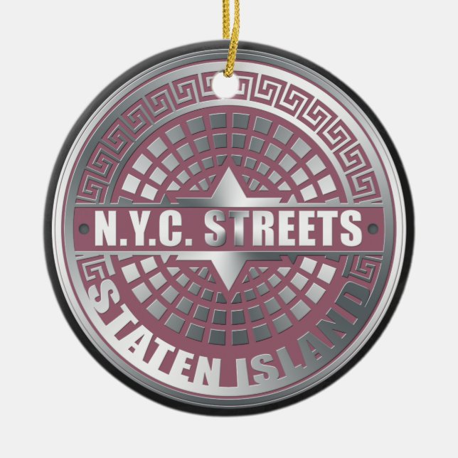 Manhole Covers Staten Island Ceramic Tree Decoration (Front)