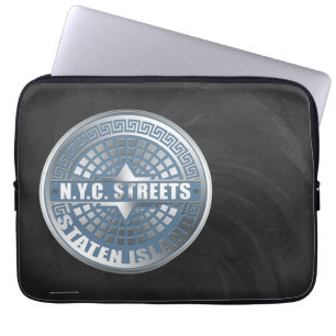 Manhole Staten Island Blue Laptop Sleeve