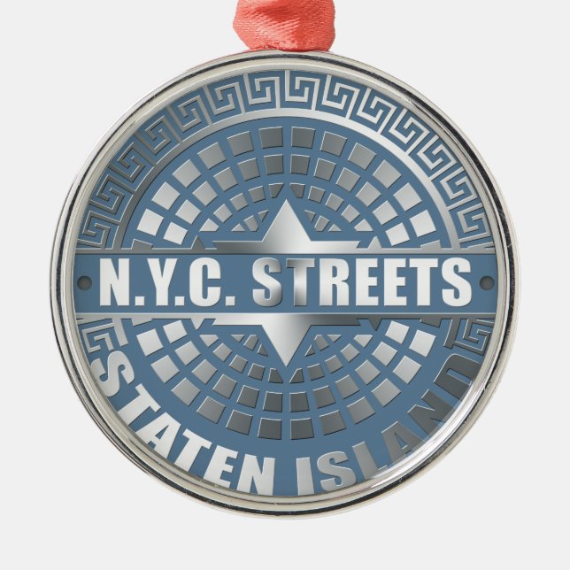 Manhole Staten Island Blue Metal Ornament (Front)