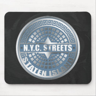 Manhole Staten Island Blue Mouse Pad