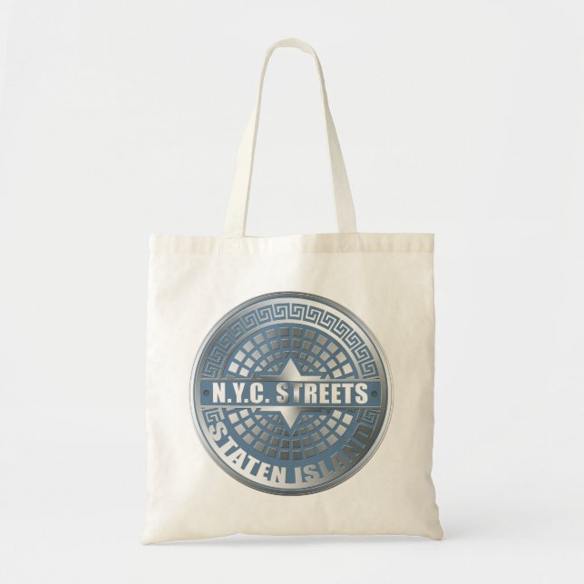 Manhole Staten Island Blue Tote Bag (Front)