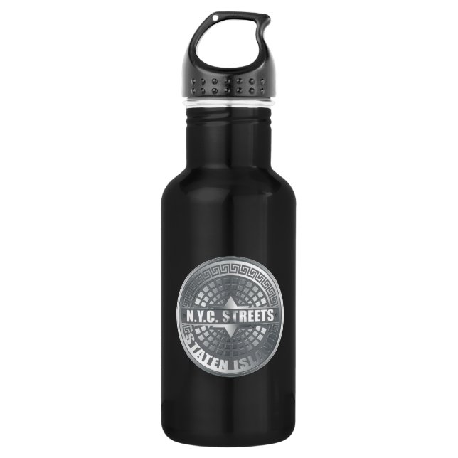 Manhole Staten Island Grey 532 Ml Water Bottle (Front)