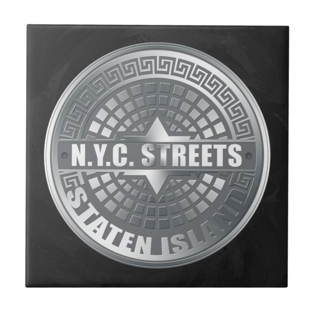 Manhole Staten Island Grey Ceramic Tile (Front)