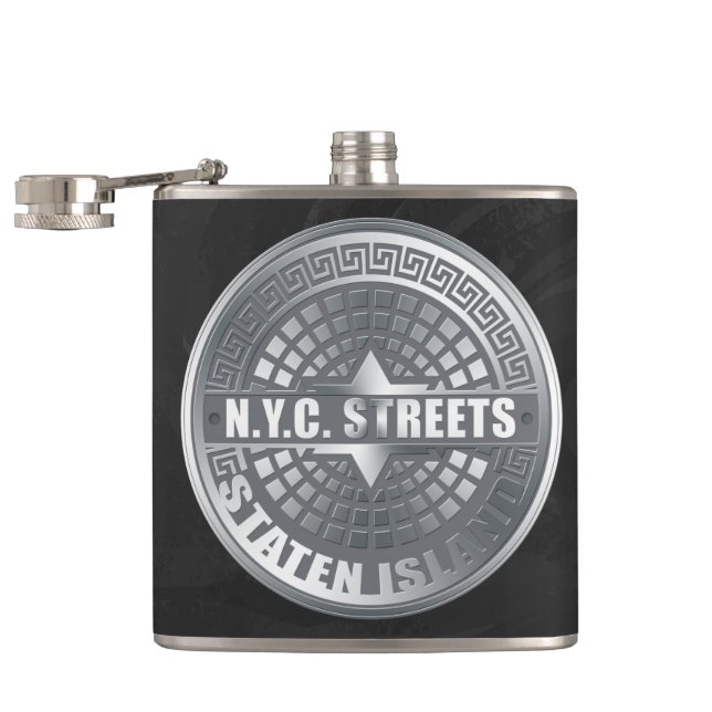 Manhole Staten Island Grey Hip Flask (Opened)