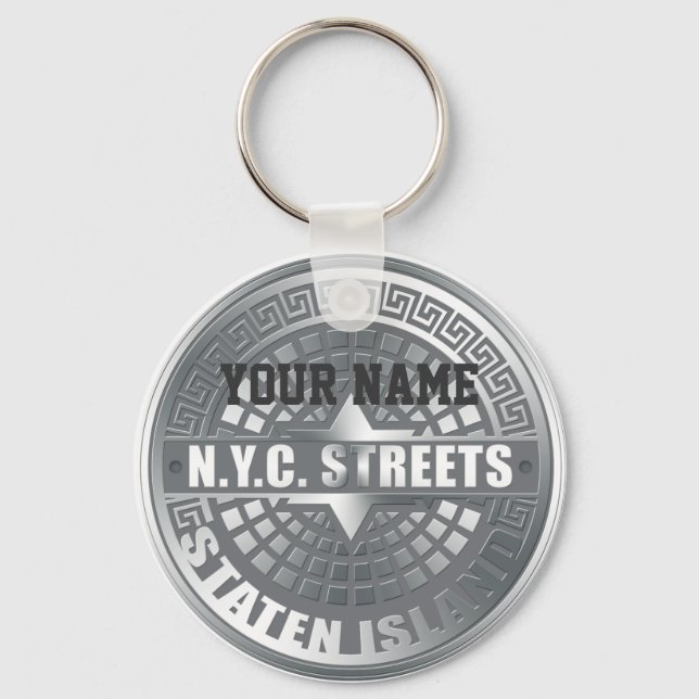 Manhole Staten Island Grey Key Ring (Front)