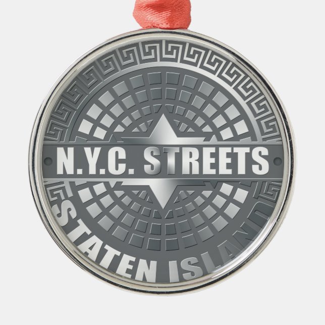 Manhole Staten Island Grey Metal Ornament (Front)