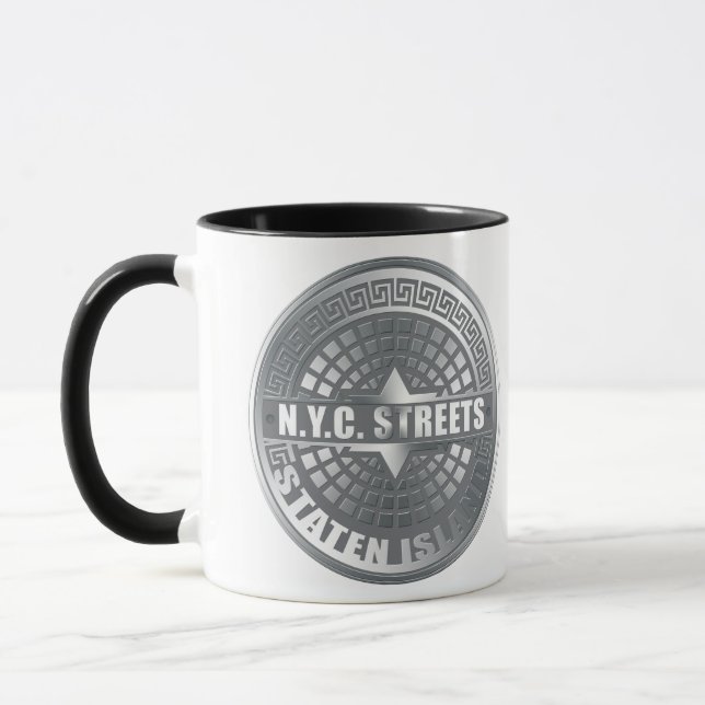 Manhole Staten Island Grey Mug (Left)