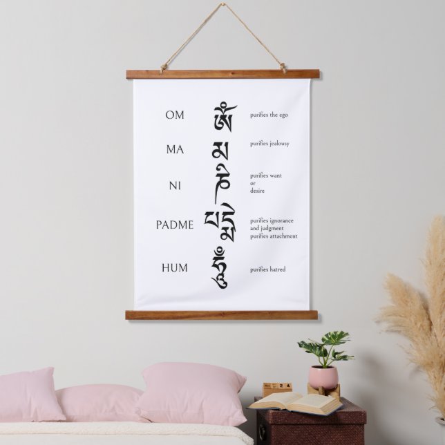 Mani Mantra Tibetan Script Hanging Tapestry (Bedroom)
